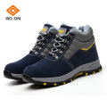 Breathable Non Slip Durable Men Safety Shoes Cow Leather Blue Steel Toe winter Shoes